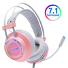 Pink Gaming Wired Headset with Microphone Professional Gaming 7.1 Surround Sound RGB Light for PC, Xbox and PS